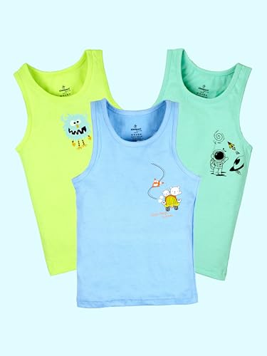 Image of KiddoPanti Boys 100% Cotton Rib Vest Pack of 3