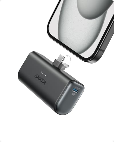 Anker iPhone 15 Portable Charger, Nano Power Bank with Built-in USB C Connector,5,000mAh Portable Charger 22.5W,for iPhone 15 Series,Samsung S22/23...