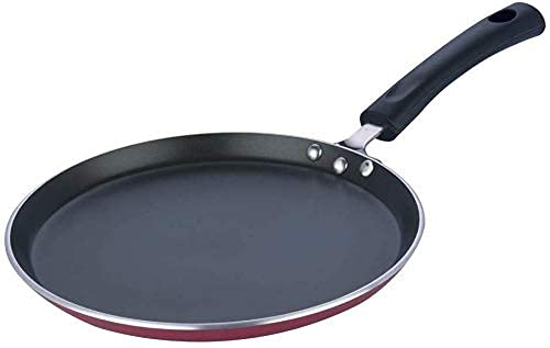 Vinod Patelnia do naleśników, nieprzywierająca patelnia do naleśników, Chapati, Roti i Dosa Tawa do płyt indukcyjnych, kuchenek gazowych i ceramicznych, powłoka odporna na zarysowania - 25 cm, grubość 4 mm, czarna