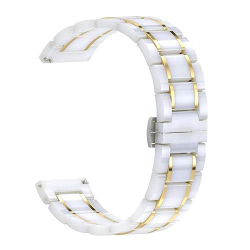 Overhil1s Watch Strap, 20mm 22mm 24mm Luxury Ceramic band for Women Men Watch Replacement Straps Smart Watch ceramic strap (Band Color : White gold, Band Width : 22mm)