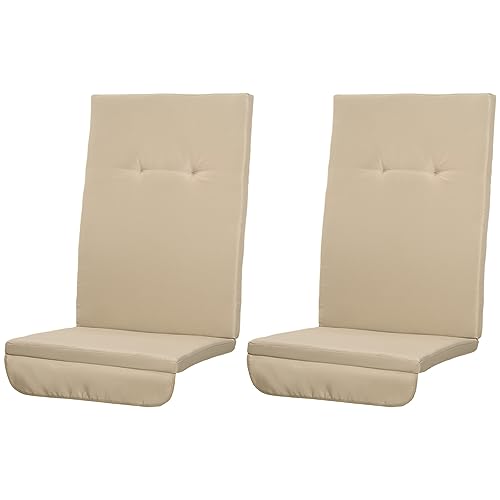 Outsunny Outdoor Porch Swing Cushions with Seat & Tufted Back, Backrest Ties, Set of 2 Replacement Cushions for Patio Furniture, Beige