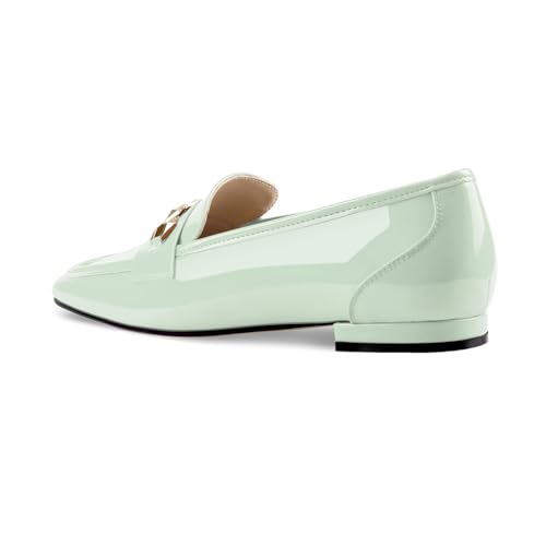 Image of Oh Mispares Womens Loafers Square Toe Low Heel Penny Loafers Fashion Comfortable Slip on Flats Casual Dressy Shoes for Women Work Office Patent Leather
