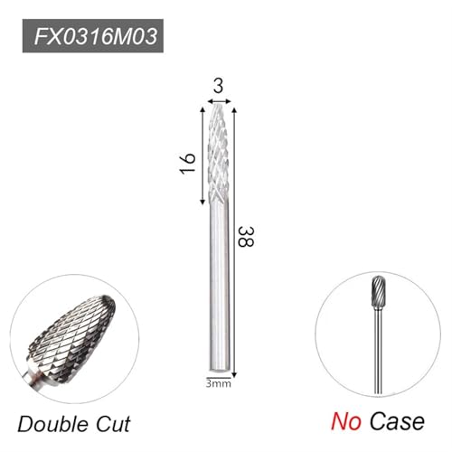 Fresa de carburo tungsteno Doble Burr 3x3mm con vástago 6mm miniatura 3