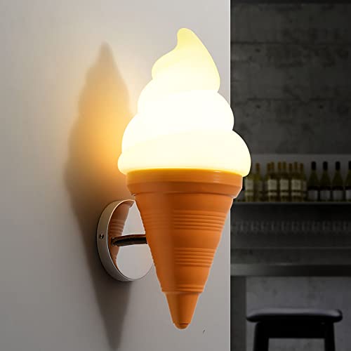 Image of Cute Ice Cream Cones Wall Sconce, Plastic Wall Light, Modern Children's Room Lighting for Children's Room Cafe in Orange