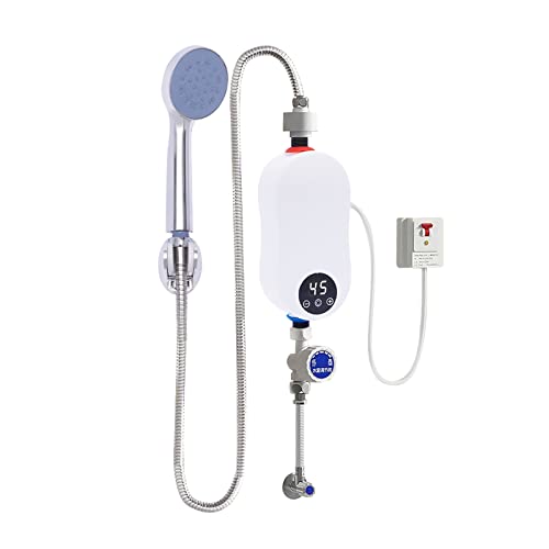 Scaldabagno elettrico istantaneo 5500 W Mini scaldabagno istantaneo con soffione doccia e indicatore LED Riscaldamento istantaneo Scaldabagno istantaneo per lavabo, cucina, bagno, IPx4 impermeabile
