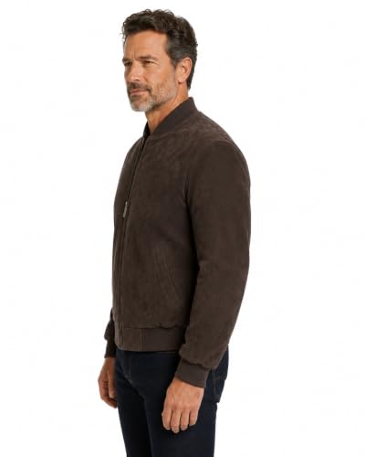 Image of REED EST. 1950 Men's Luxury Suede Leather Baseball Jacket - Premium Soft Suede with Smooth Interior Lining