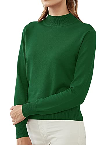 Woolen Bloom Leichter Damen-Pullover mit Stehkragen für Herbst und Winter, lässiger Pullover, Strickpullover, Tops, armee-grün, Groß Cover