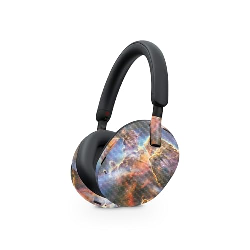 Image of MightySkins Carbon Fiber Skin Compatible with Sony WH-1000XM5 Headphones - Golden Nebula | Protective, Durable Textured Carbon Fiber Finish | Easy to Apply