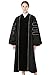 GraduationMall Deluxe Doctoral Graduation Gown for Faculty and Professor Black Velvet with Gold Piping 51(5'6"-5'8")