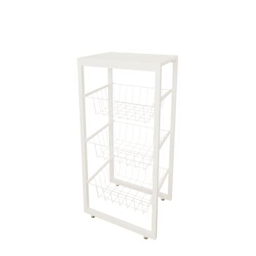 Fruteira De Chão Para Cozinha Branco (Tampo Branco)