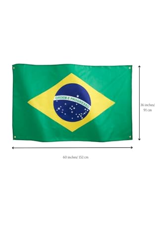 Runesol Brazil Flag 3x5, 91x152cm, Bandeira do Brasil, 4 Grommets, Brass Eyelet in Every Corner, Sao Paulo Anniversary - Image 2