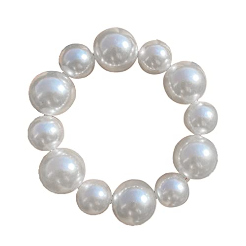 Walbest Hair Tie, Big Faux Pearl Hair Tie Smooth Resin Stretchy White Women Hair Rope Hair Accessories Hair Scrunchie #TOP19