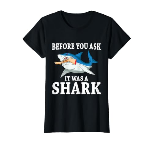 Before You Ask it was a Shark Leg Amputee Amputation T-Shirt, Women, Black, Medium