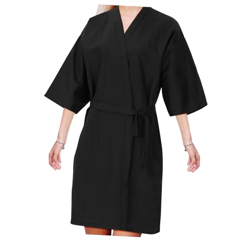 FRCOLOR Camicia da Salone di Bellezza Abito per Tintura Caldo Mantello da Parrucchiere Vestaglia da Barbiere Realizzato Materiali di Resistente e Pratico Cintura in Vita