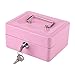 Aumotop Petty Portable Lockable Safe Box with Smooth Handle for Safe Storage of Cash and Jewelry at Home (Small Pink)