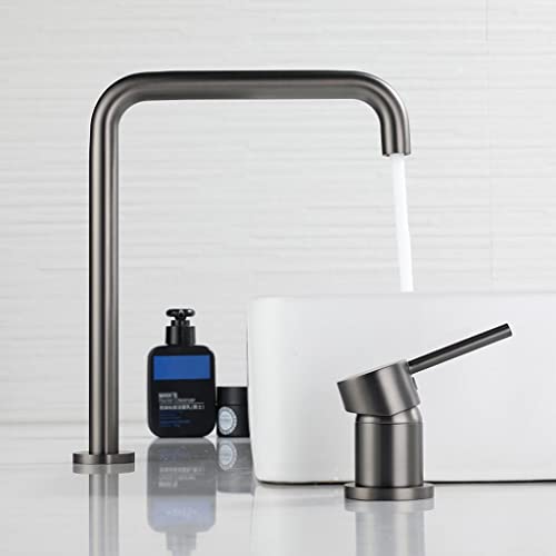 Robinet de lavabo noir à large diffusion avec tuyau extensible - 6