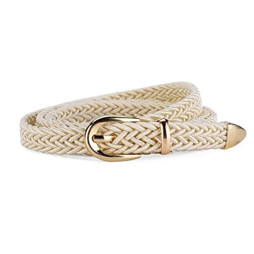 Women's Fashion Web Belt Buckle Braided Belt Skinny D Ring Braided Holeless Spring Winter Casual Belt