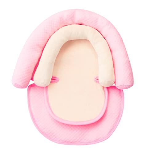 Image of vocheer Baby Stroller Cushion, 2-in-1 Car Seat Neck Support Cushion with Liner Head and Body Support Pillow for Baby, Pink