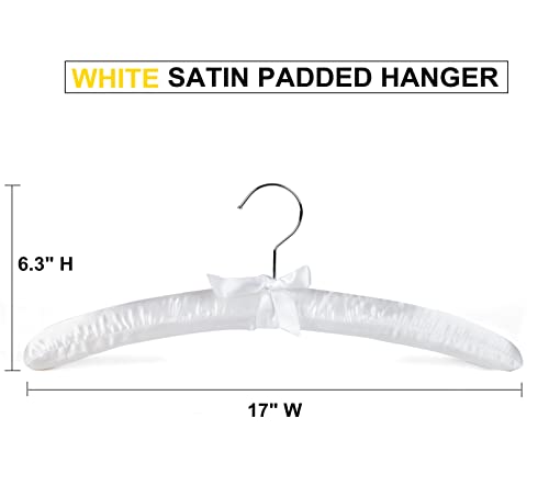 Amber Home S001-10 Pack 17 Inch Large White Satin Padded Hangers For Women Clothing, Anti Slip Cushioned Hangers For Sweaters thumb #2