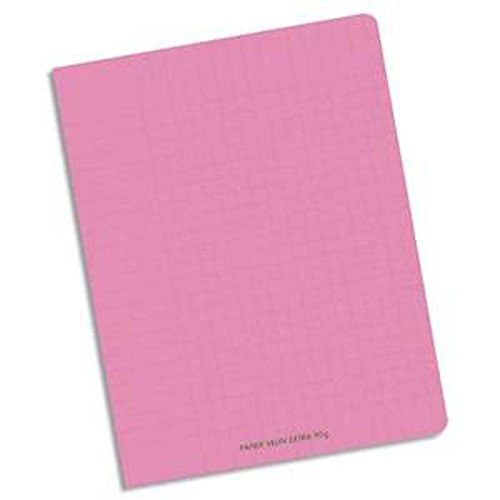 Lot de 10 Cahiers piqûre, 96 pages, Grands carreaux Seyès, Format 24 x 32 cm, Couverture polypro ROSE
