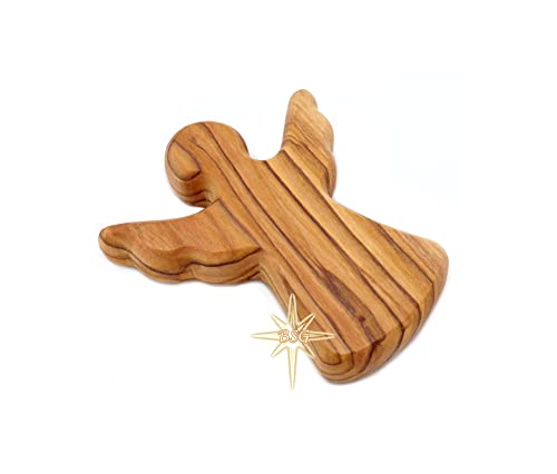 Dacaret Factory Olive Wood Guardian Angel, fits in The Hand and Pocket | Reduces Stress and Anxiety | Palm Angel | Angels Figurines | Thumb Stone | Comfort | Worry Stone (1)