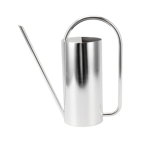 Kufoo Gießkanne, Rostfrei, Tragbar, mit Langem Auslauf, 1500 ml, Edelstahl, Silber