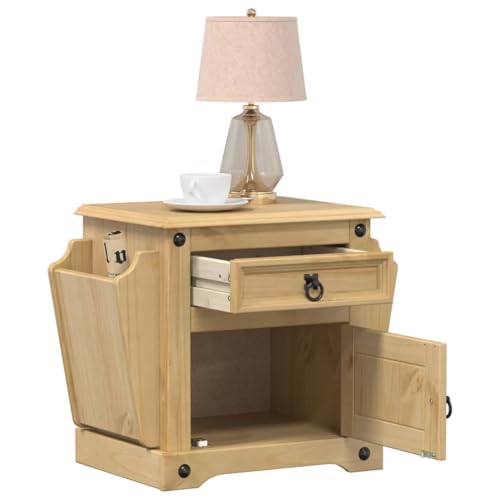 Mokuyary Table de Chevet Corona 45x35x47,5 cm Bois de pin Massif Table d'appoint Bout de Canapé, Armoire Latérale Montage Facile pour Chambre, Salon