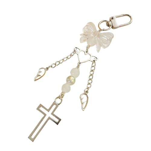 汎用性の高い天使の愛のハートクロスキーチェーンで蝶の蝶の頑丈な合金ファッション飾り毎日使用するカジュアルウェアハートクロスペンダント