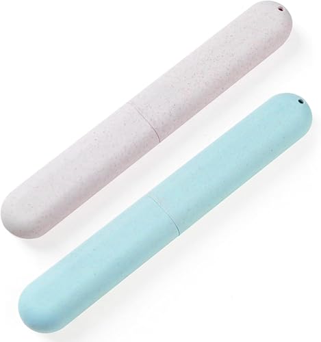 Lookka 2 capas para escovas de dentes, caixa de viagem portátil e reutilizável, adequada para viagens em casa, campismo, caminhadas, viagens de negócios, Verde-arroz, Neceser