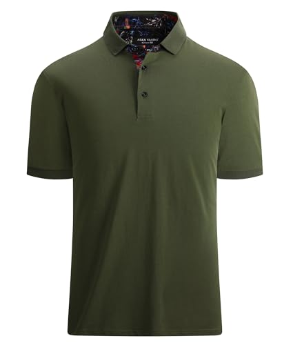 Alex Vando Mens Polo Shirts Short Sleeve Regular Fit Fashion Designed Shirt
