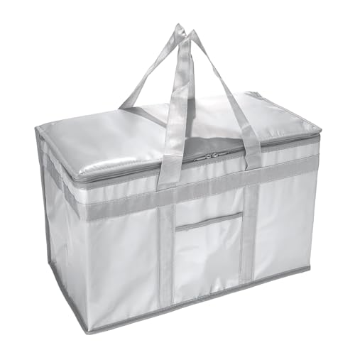 Bolsa térmica XXL con aislamiento de espuma de poliestireno, enfriador para mantener comestibles caliente o frío, reutilizable con doble cremallera, 20