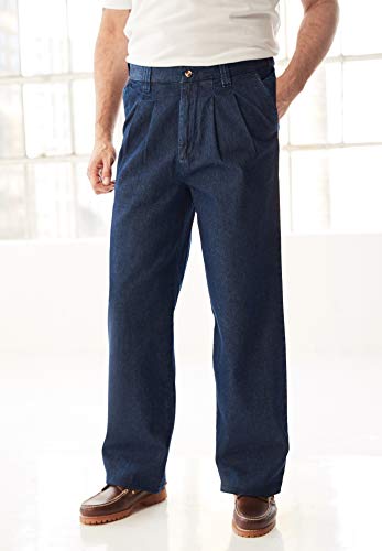 KingSize Men's Big & Tall Relaxed Fit Comfort Waist Pleat-Front Expandable Jeans4
