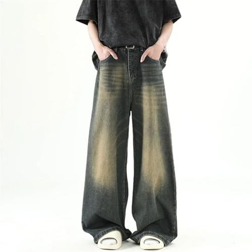Men's Denim Pants Korean Vintage High Street Straight Casual Loose Wide Leg Denim Pants4