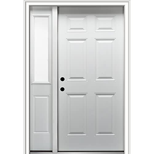 National Door Company, Exterior with One Sidelite Door, Steel, 50" x 80", 6-Panel, No Glass Classic 6 Panel Collection, Right-Hand Inswing