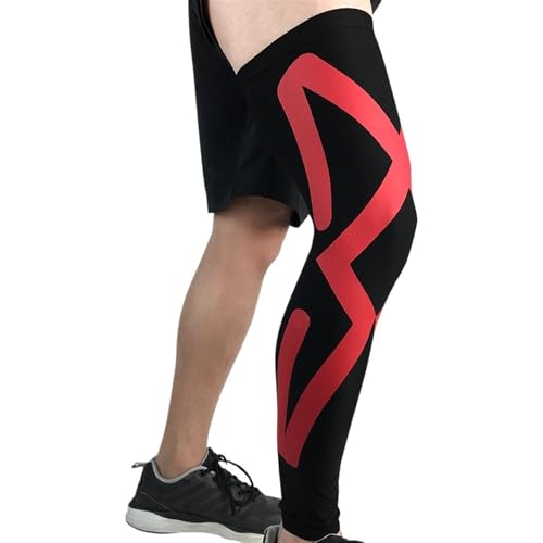 AYWTIUN Medias de Compresion Manga de compresión de Pierna Completa for Hombre y Mujer, Rodilleras largas, Protector de Soporte for Correr, Baloncesto y Ciclismo, 1 Uds.(Red,XL)