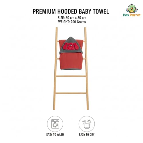 Image of Ultra-Soft Baby Hooded Towel - Coral Velvet Wrap Your Little One in Softness and Joy, Hypoallergenic & Super Absorbent Bath Wrap for Newborns & Toddlers | Cute Animal Design (0-5 Years)(Vibrant red)