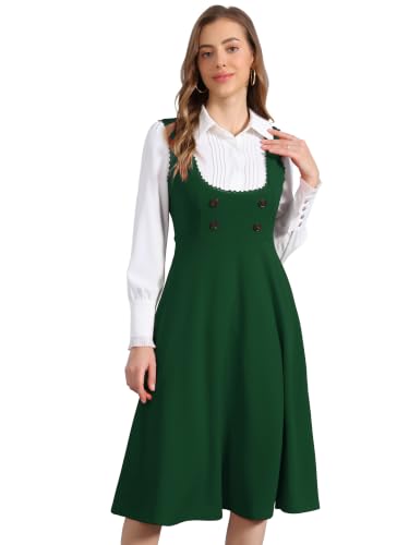 Image of Allegra K Gothic Overall Dress for Women's Lace Trim Midi Dress