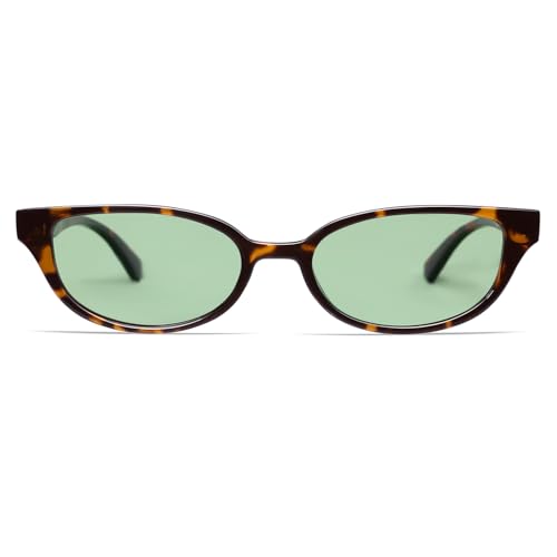 Image of VANLINKER Retro Semi Oval Polarized Sunglasses for Women Men Trendy Small 90s Style Vintage Narrow Rectangle Frame VL9833