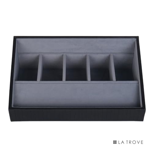 Image of La Trove 5 Slot Belt Organizer Display Tray for Drawer & Wardrobe, Black | 5 slot tray for belts and buckles, ideal for drawer, wardrobe and closet storage with organized display in black finish