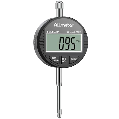 ALLmeter Indicateurs à cadran numérique, DTI Comparateur de précision Plage 0-25.4mm Résolution 0.01mm avec Couvercle arrière Écran LCD Pour réglage de...