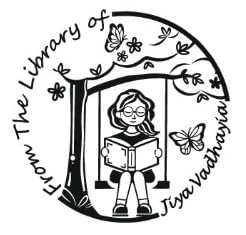 Image of Kunya Personalised Book Stamp with Your Name(3.5 cm Dia), customised for Stamping Books for Readers, Great Gift for booklovers, Kids, Teachers (Swinging Girl)