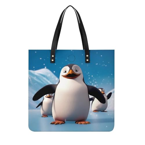 Sac imperméable motif pingouin grand cabas blanc pour femme