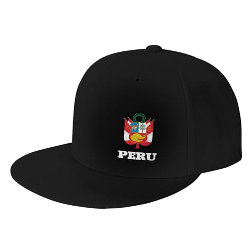 Coat of Arms Peru Peruvian Flat Bill Cap Unisex Adjustable Baseball Caps Snapback Trucker Hats Trendy Street Dance Hip Hop Headwear Black