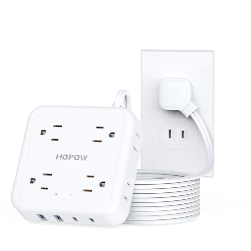 HOPOW 2 Prong Power Strip, 1625W 2 Prong to 3 Prong Outlet Adapter - 8 AC Outlets & 4 USB (2 USB C), 1700J Two Prong Surge Protector, 5FT Extension Cord, Ideal for Old House Non-Grounded Outlets