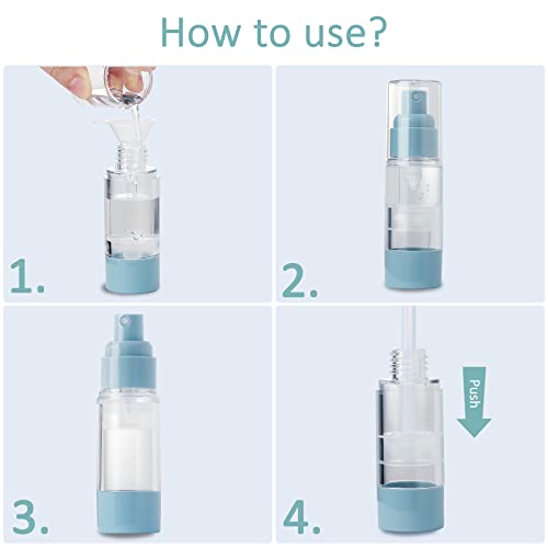 Pwsap 4 Pack 1 Oz (30Ml) Vacuum Cosmetic Travel Container, Spray And Pump Travel Bottle Kits With Funnel For Toiletries, Tsa Approved Travel Size Refillable Bottle, Leak Proof Airless Container Kit #TOP4