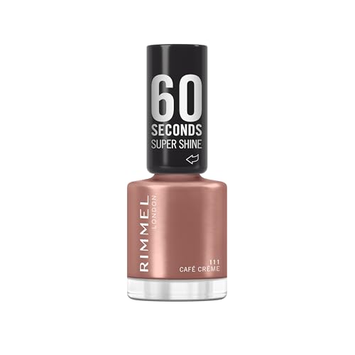 Rimmel London 60 Seconds Super Shine Smalto, Smalto asciugatura rapida, Colore vibrante, A lunga tenuta, 8 ml, 111 Café Crème
