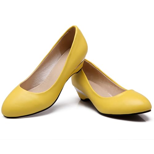 Women Low Wedge Heels Slip On Office Court Shoes3