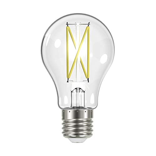Satco (1 Pack) Dimmable Led Filament Lamps, S12416, High Lumens, 8 Watt, A19; Clear; Medium Base; 3500K; 90 CRI; 120 Volt for use at Residential, Hospitality, Display and Commercial
