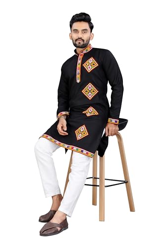 Image of Men's Ethnic Charm Kurta Pyjama Set - Perfect for Navratri Festivities