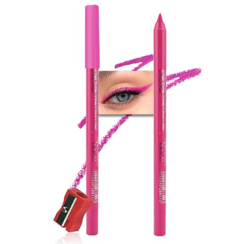 evpct Hot Pink Eyeliner Pencils for Eyes Rose Hot Pink Colored Eye Liner Pencil Pen Makeup Waterproof Smudge Proof Colored Gel Waterline Eyeliner Liquid Face Eye Paint Stick Halloween Makeup 21